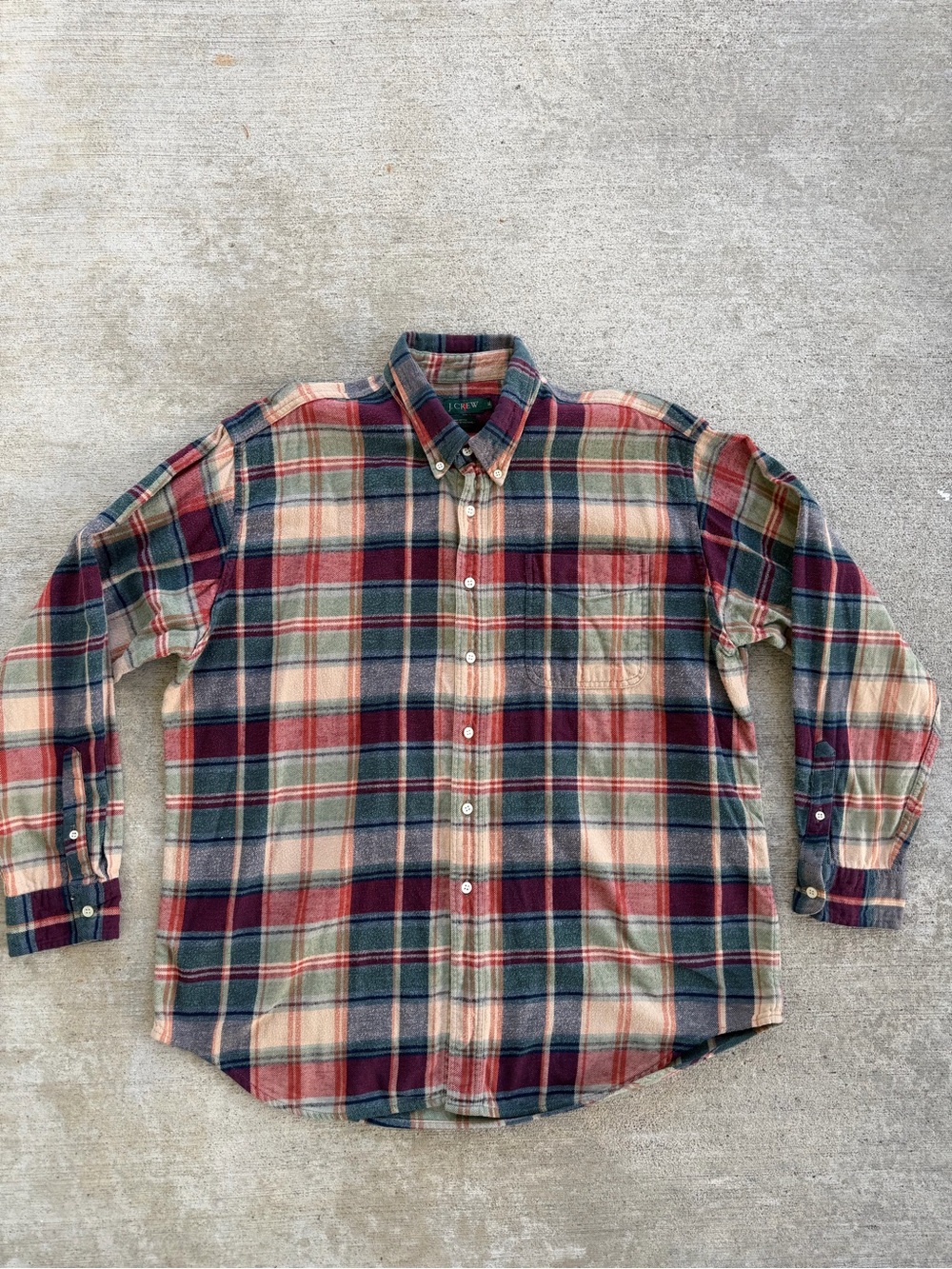 Vintage J CREW Men’s Plaid Flannel Shirt Size XL, Made In Portugal